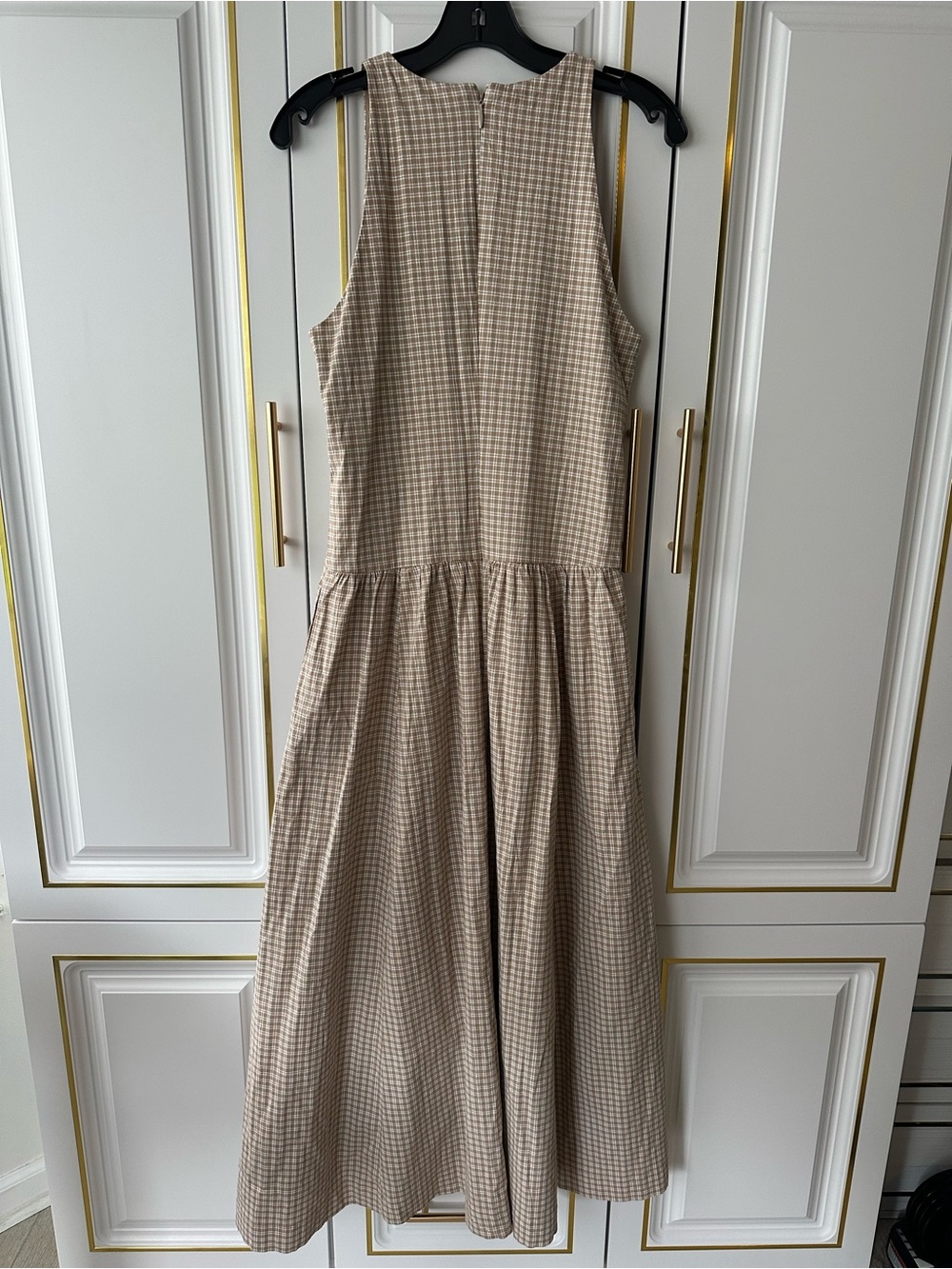 Abercrombie & Fitch Beige Gingham Midi Dress - Picture 7 of 8